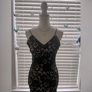 Express size 0 black and tan floral dress.